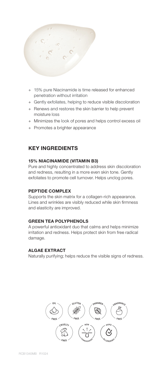 15% Niacinamide Brightening Serum product sheet page 2