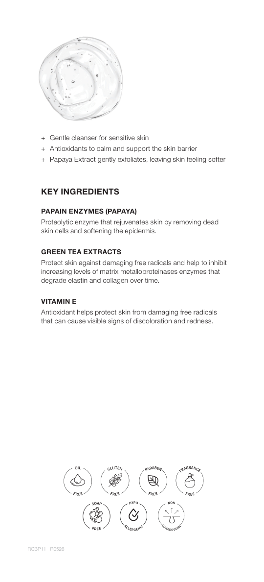 Papaya Enzyme Cleansing Gel product sheet page 2