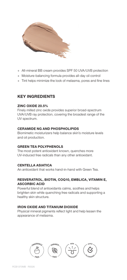 Mattifying Mineral Tint SPF 50 product sheet page 2