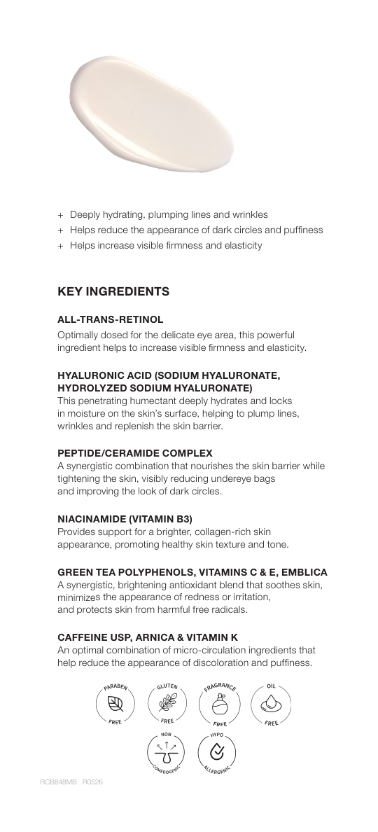 Retinol Brightening Eye Cream product sheet page 2