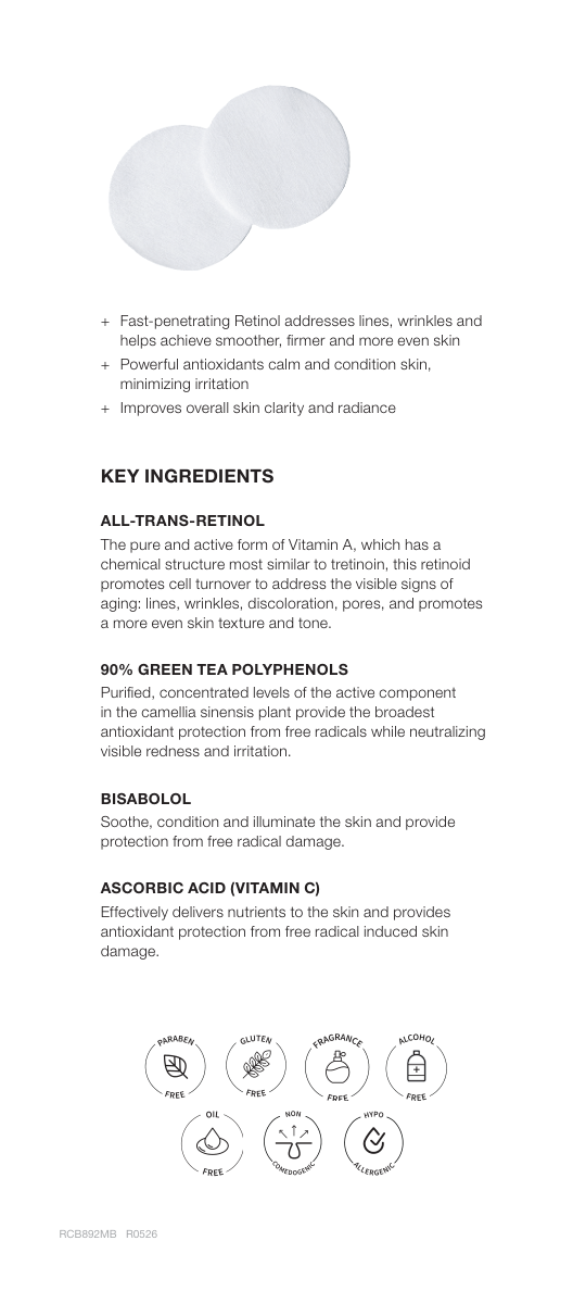 Clarifying Retinol Treatment Pads 5X product sheet page 2