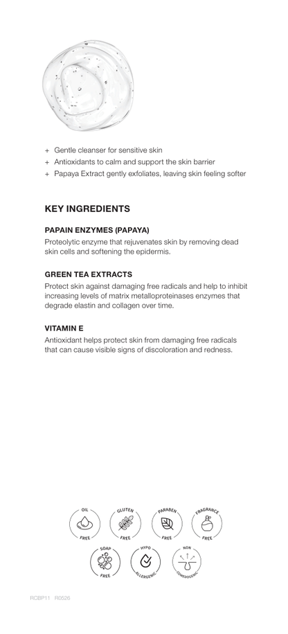 Papaya Enzyme Cleansing Gel product sheet page 2